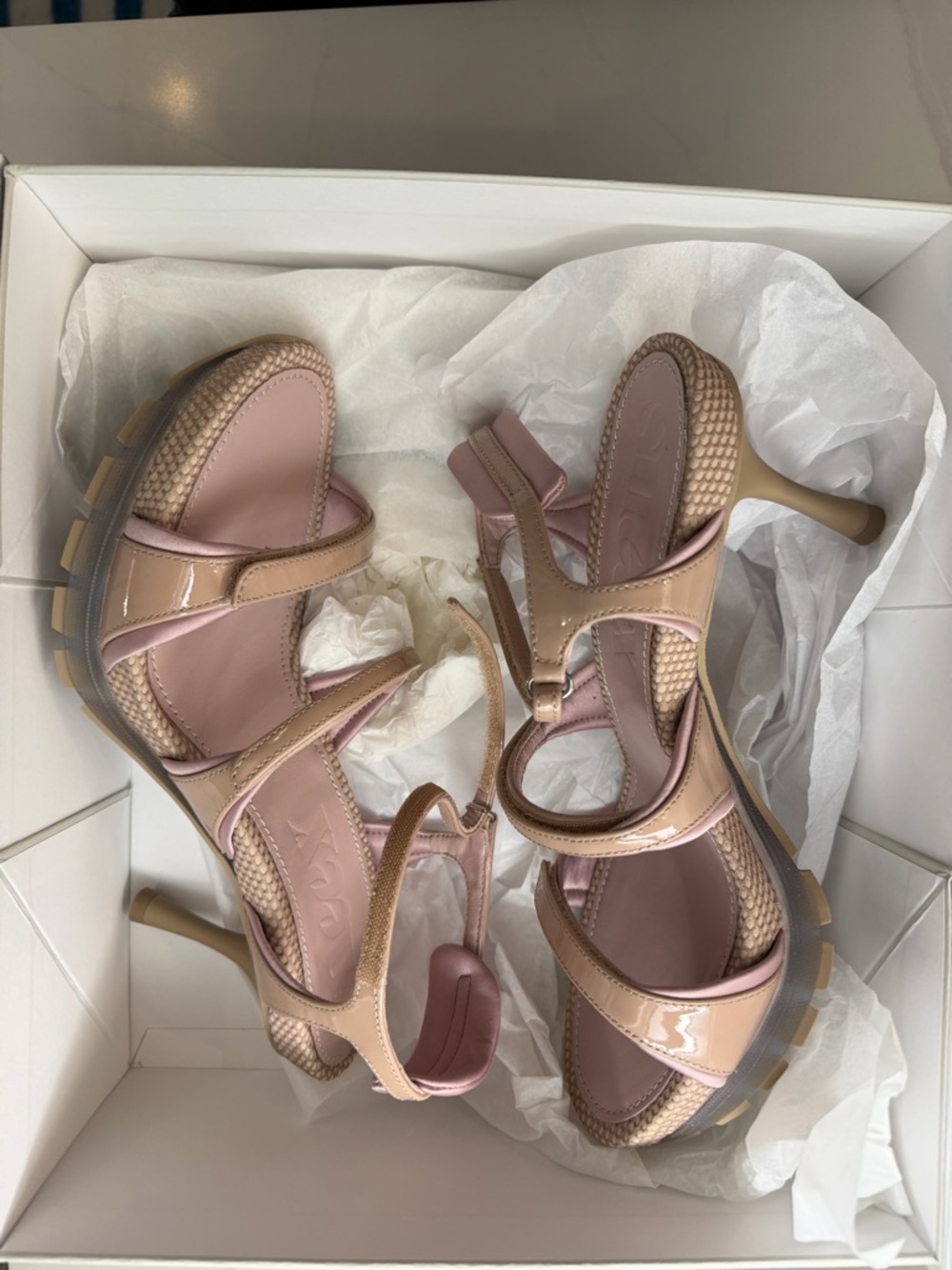 SNEEX by Sara Blakely Patent Strappy Heeled Sandals in Petal